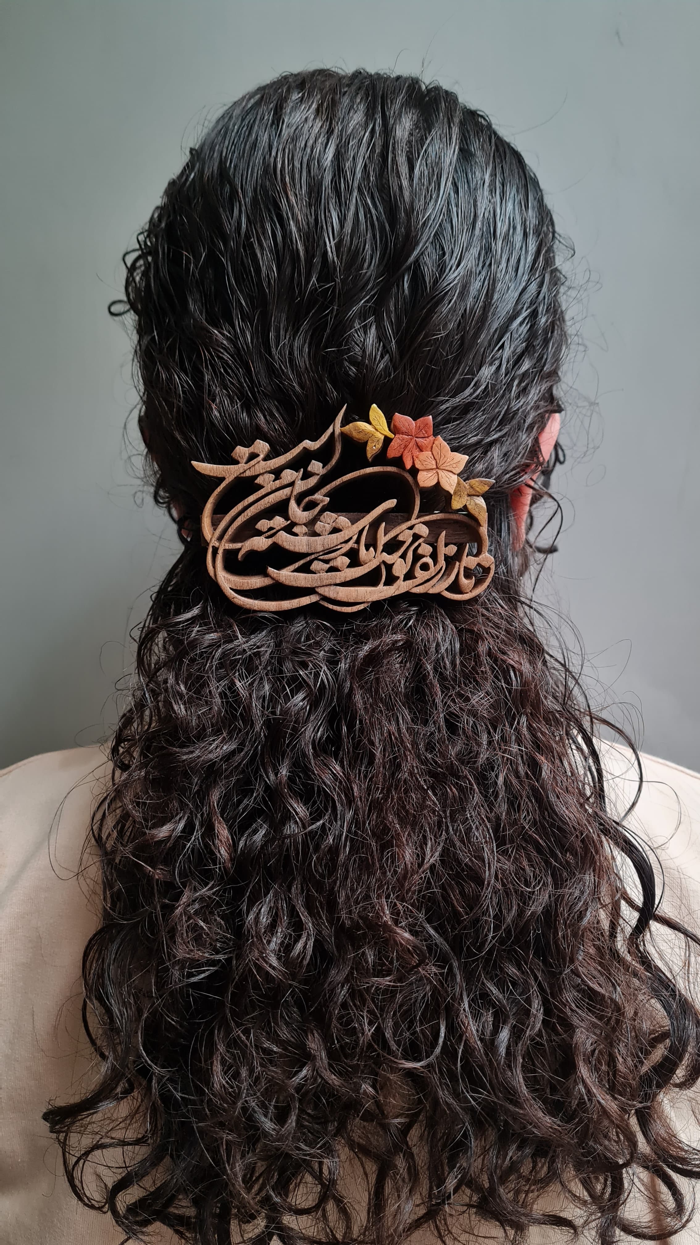 گیره مو شعر چوبی